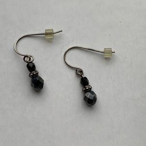 Obsidian onyx sterling silver handcrafted earrings
